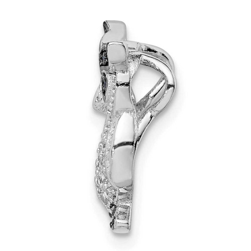 Image of Sterling Silver Rhodium-plated Black and Clear CZ Owl Slide Pendant
