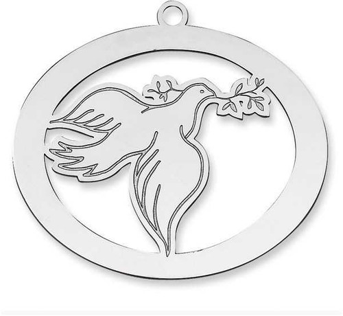 Image of Sterling Silver Rhodium-plated Blank Christmas Dove Ornament