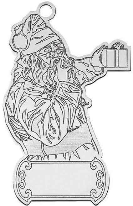 Image of Sterling Silver Rhodium-plated Blank Christmas Santa Ornament