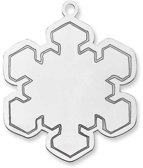 Image of Sterling Silver Rhodium-plated Blank Christmas Snowflake Ornament