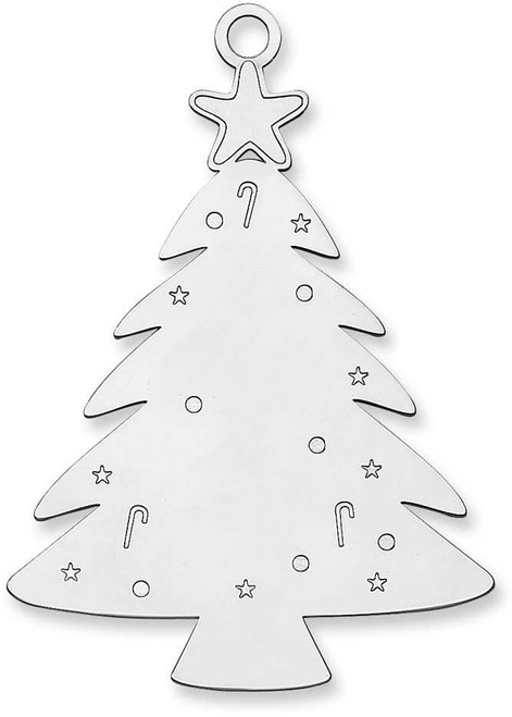 Image of Sterling Silver Rhodium-plated Blank Christmas Tree Ornament