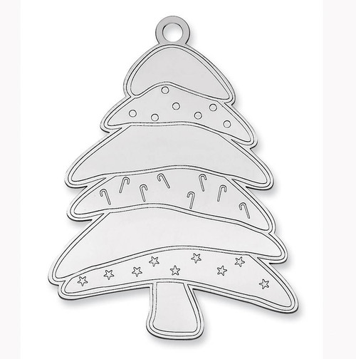 Image of Sterling Silver Rhodium-plated Blank Christmas Tree Ornament QQ362B