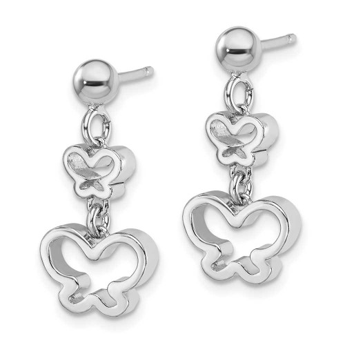 Image of 20.84mm Sterling Silver Rhodium-Plated Butterfly Dangle Earrings