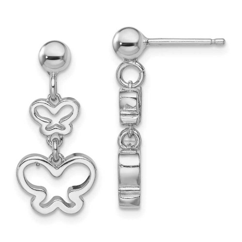 Image of 20.84mm Sterling Silver Rhodium-Plated Butterfly Dangle Earrings