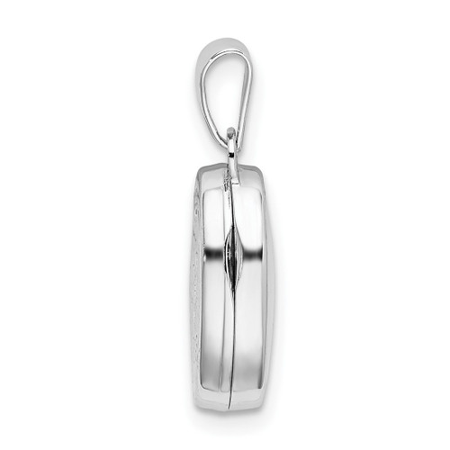 Sterling Silver Rhodium-plated Butterfly Oval Locket Pendant