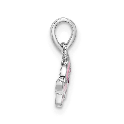 Image of Sterling Silver Rhodium-plated Childs Enameled Pink Elephant Pendant