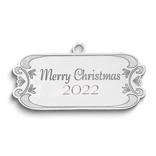 Image of Sterling Silver Rhodium-plated Christmas Gift Tag