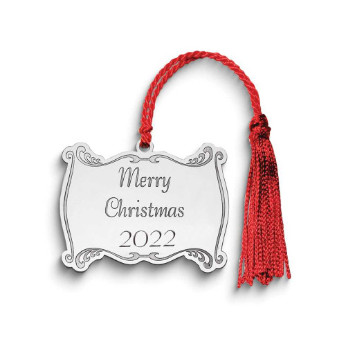 Image of Sterling Silver Rhodium-plated Christmas Plaque Ornament