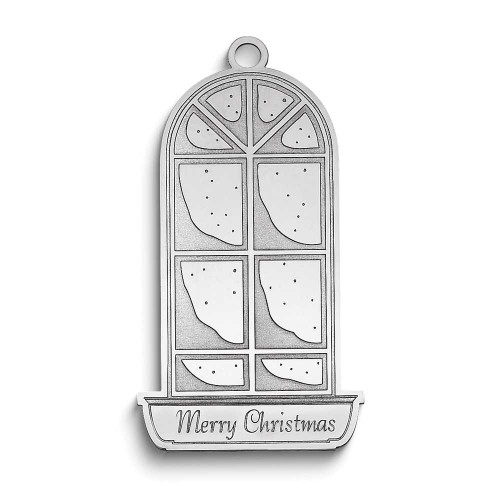 Image of Sterling Silver Rhodium-plated Christmas Window Pane Ornament