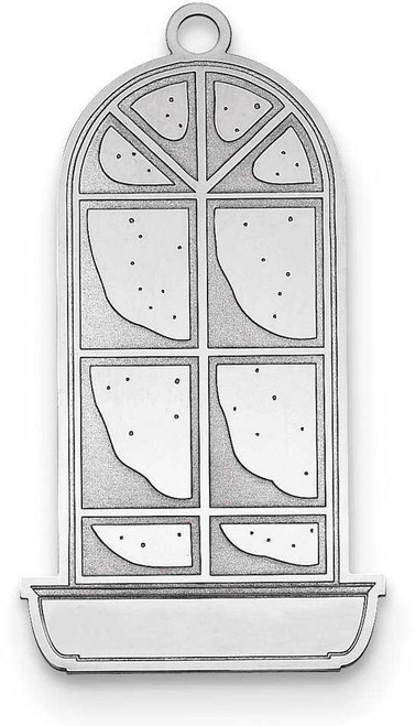 Image of Sterling Silver Rhodium-plated Christmas Window Pane Ornament Blank