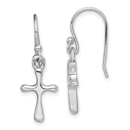 Image of Sterling Silver Rhodium-Plated Cross Dangle Earrings