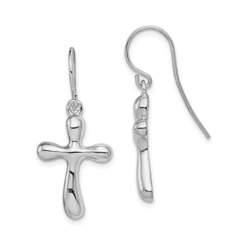 Image of 34mm Sterling Silver Rhodium-Plated Cross Earrings
