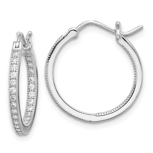 Image of 20mm Sterling Silver Rhodium-Plated CZ 15mm In & Out Hoop Earrings