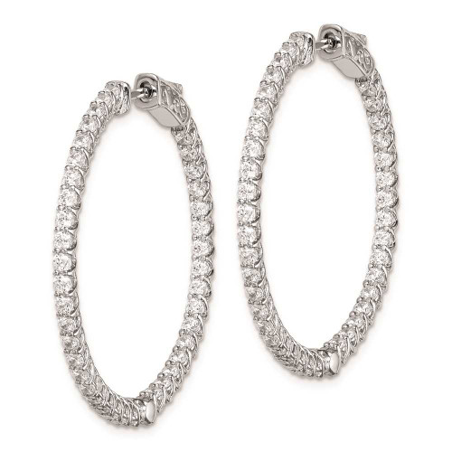 Image of 34mm Sterling Silver Rhodium-Plated CZ 78 Stones In and Out Hinged Hoop Earrings