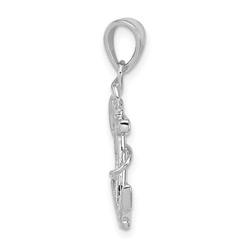 Image of Sterling Silver Rhodium-Plated CZ Anchor Pendant QC8356