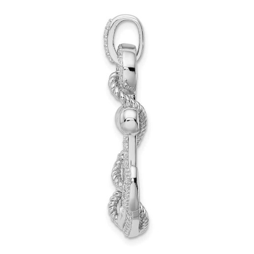 Image of Sterling Silver Rhodium-Plated CZ Anchor Pendant QC9260