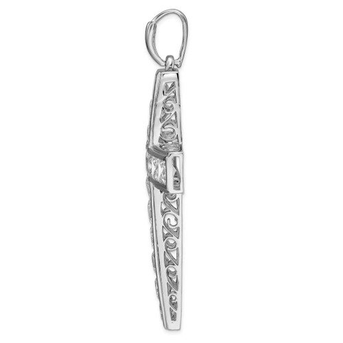 Image of Sterling Silver Rhodium-Plated CZ Cross Pendant QP1490