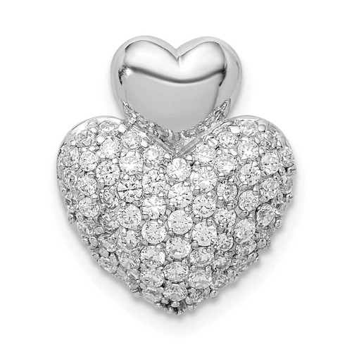Image of Sterling Silver Rhodium-plated CZ Double Heart Slide Pendant