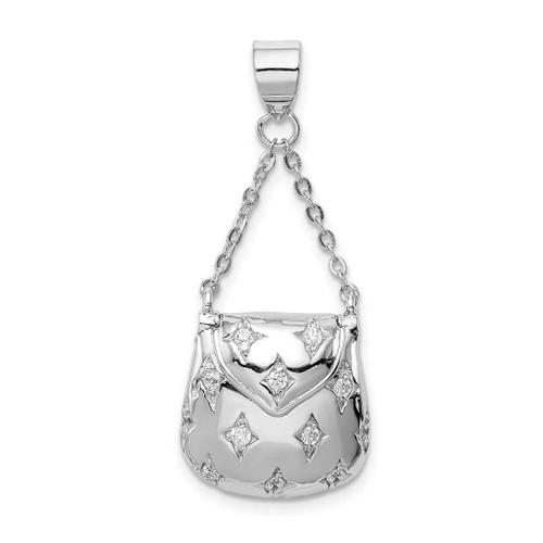 Image of Sterling Silver Rhodium-plated CZ Handbag Pendant