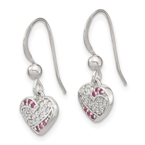 Image of Sterling Silver Rhodium-plated CZ Heart Dangle Earrings & Pendant Set