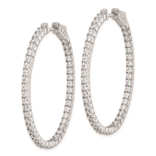 Image of 42mm Sterling Silver Rhodium-Plated CZ Hinged Oval Hoop Earrings QE7996