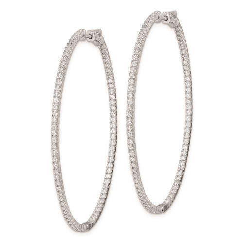 Image of 50mm Sterling Silver Rhodium-Plated CZ Hinged Oval Hoop Earrings QE8030