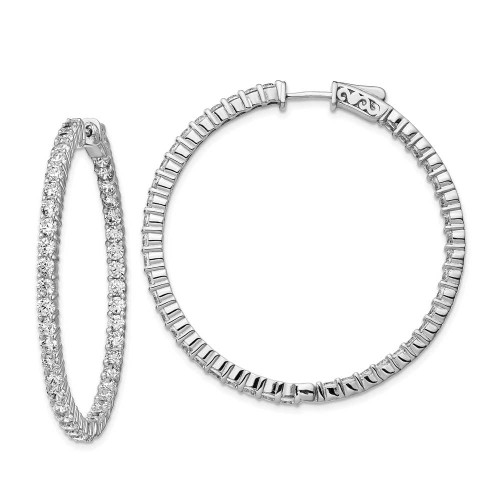 Image of 45.68mm Sterling Silver Rhodium-Plated CZ In & Out Hoop Earrings QE12995