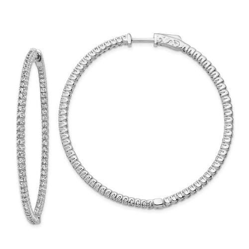 Image of 47mm Sterling Silver Rhodium-Plated CZ In and Out Hinged Hoop Earrings QE7944 Image of 47mm Sterling Silver Rhodium-Plated CZ In and Out Hinged Hoop Earrings QE7944