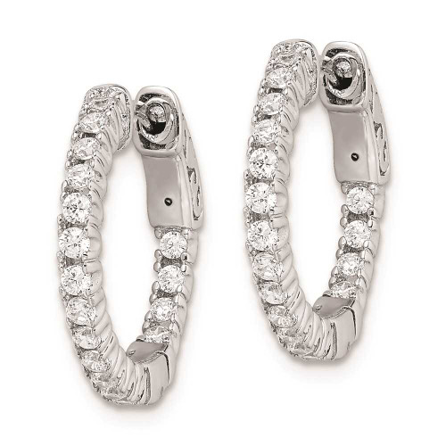 Image of 17mm Sterling Silver Rhodium-Plated CZ In and Out Hinged Hoop Earrings QE7945