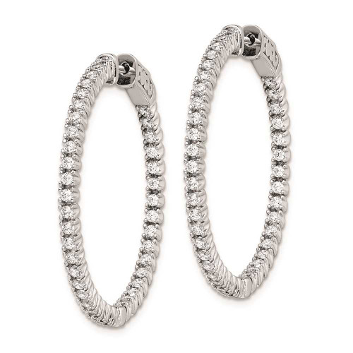 Image of 32mm Sterling Silver Rhodium-Plated CZ In and Out Hinged Hoop Earrings QE7947