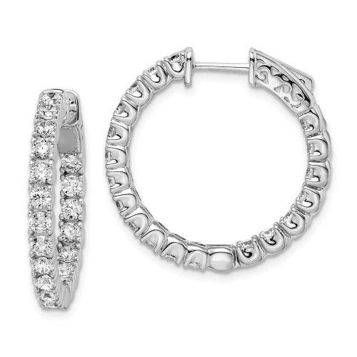 Image of 24mm Sterling Silver Rhodium-Plated CZ In and Out Hinged Hoop Earrings QE7958