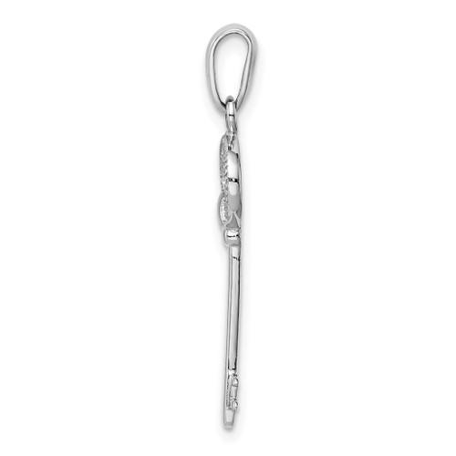 Image of Sterling Silver Rhodium-Plated CZ Key Pendant