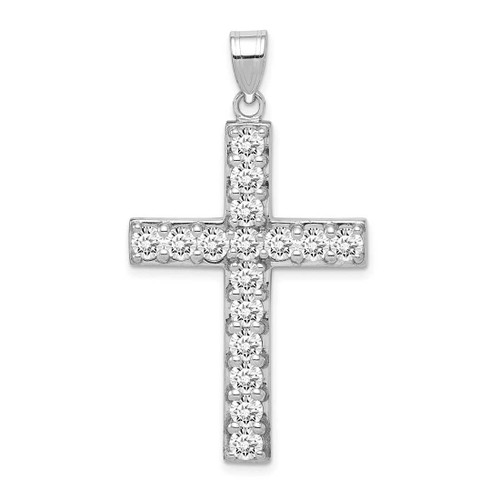 Image of Sterling Silver Rhodium-Plated CZ Latin Cross Pendant QC3311