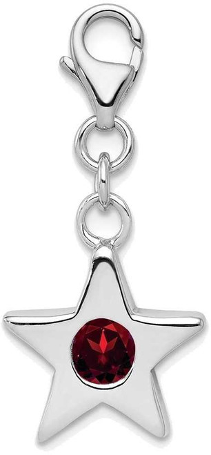 Image of Sterling Silver Rhodium-plated CZ Simulated January Birthstone Star Charm