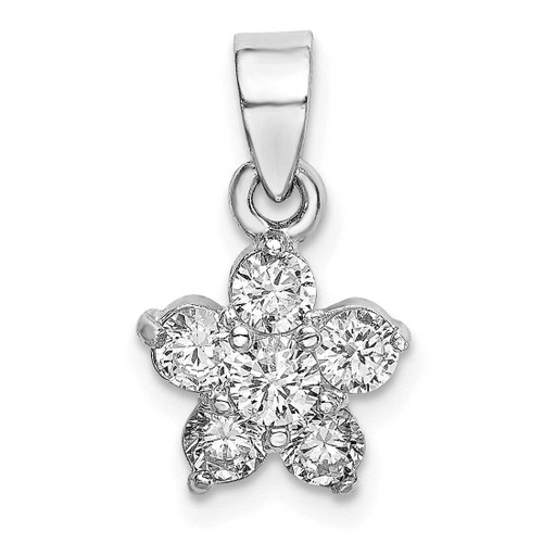 Image of Sterling Silver Rhodium-Plated CZ Star Motif Pendant