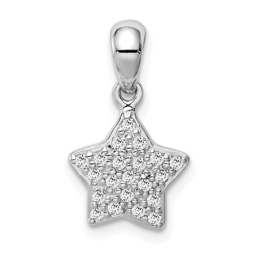 Image of Sterling Silver Rhodium-plated CZ Star Pendant QC9528
