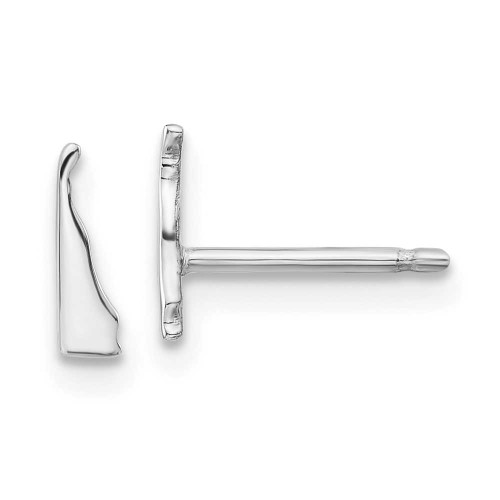 Image of 7.70mm Sterling Silver Rhodium-Plated Delaware DE Small State Stud Earrings