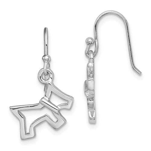Image of Sterling Silver Rhodium-Plated Dog Dangle Earrings
