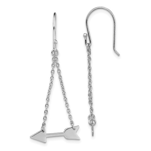 45mm Sterling Silver Rhodium-Plated Double Chain Arrow Dangle Earrings