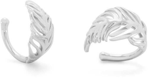 Image of Sterling Silver Rhodium-plated Feather Ear Cuffs