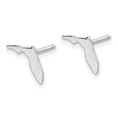 Image of 8.13mm Sterling Silver Rhodium-Plated Florida FL Small State Stud Earrings