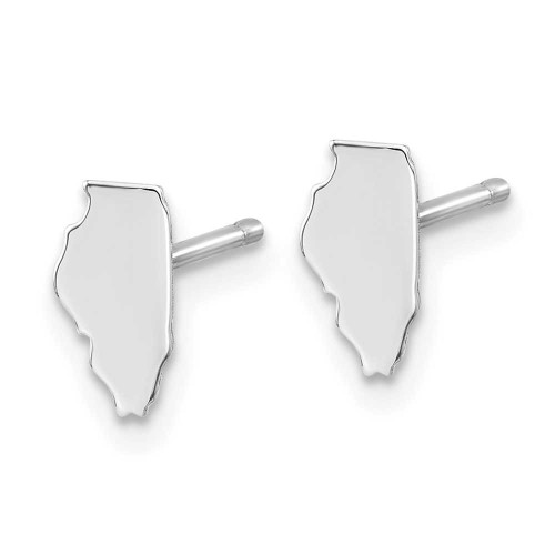 Image of 8.41mm Sterling Silver Rhodium-Plated Illinois IL Small State Stud Earrings