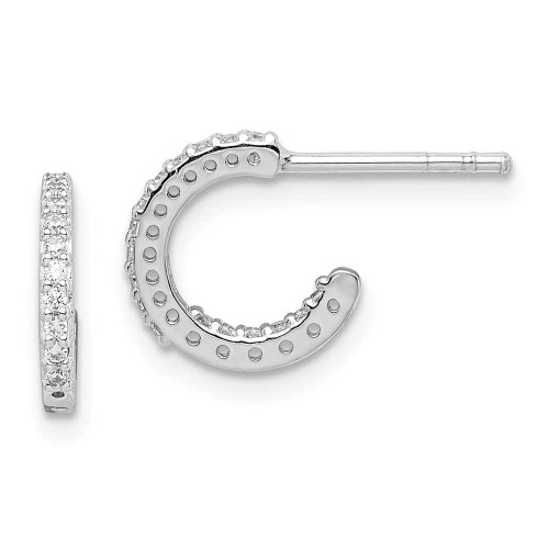 Image of Sterling Silver Rhodium-Plated In & Out CZ Hoop Earrings