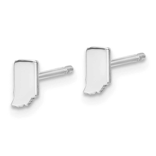 Image of 7.21mm Sterling Silver Rhodium-Plated Indiana IN Small State Stud Earrings