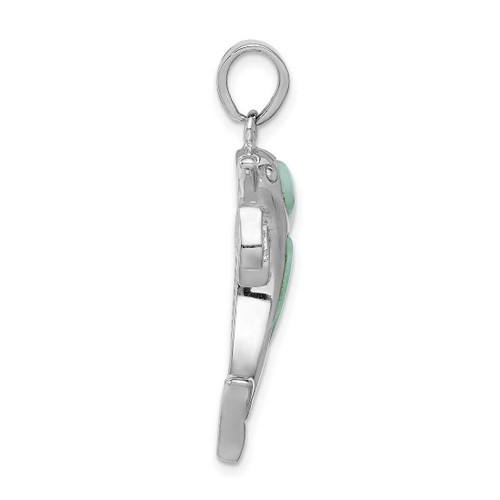 Image of Sterling Silver Rhodium-plated Larimar Dolphin Pendant