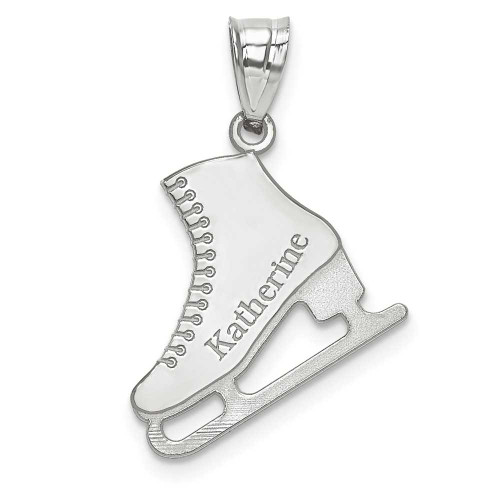 Image of Sterling Silver Rhodium-plated Lasered Polished Name Ice Skating Pendant