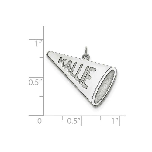 Image of Sterling Silver Rhodium-plated Lasered Polished Name Megaphone Charm