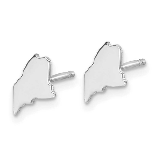 Image of 8.86mm Sterling Silver Rhodium-Plated Maine ME Small State Stud Earrings