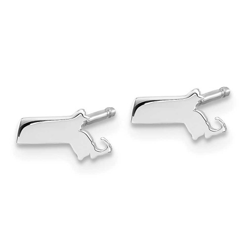 Image of 4.52mm Sterling Silver Rhodium-Plated Massachusetts MA Small State Stud Earrings