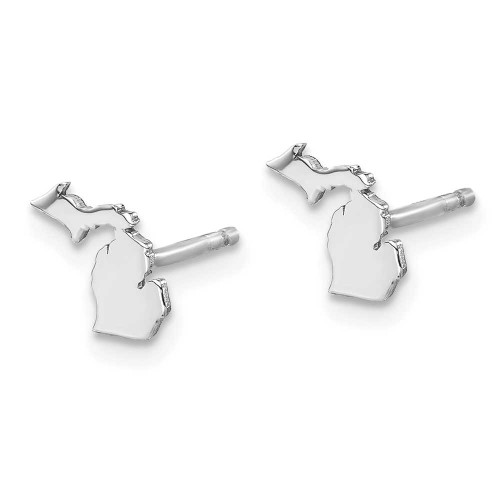 Image of 8.03mm Sterling Silver Rhodium-Plated Michigan MI Small State Stud Earrings